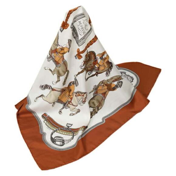 HERMES Authentic Brown Scarf - Picture 2 of 4